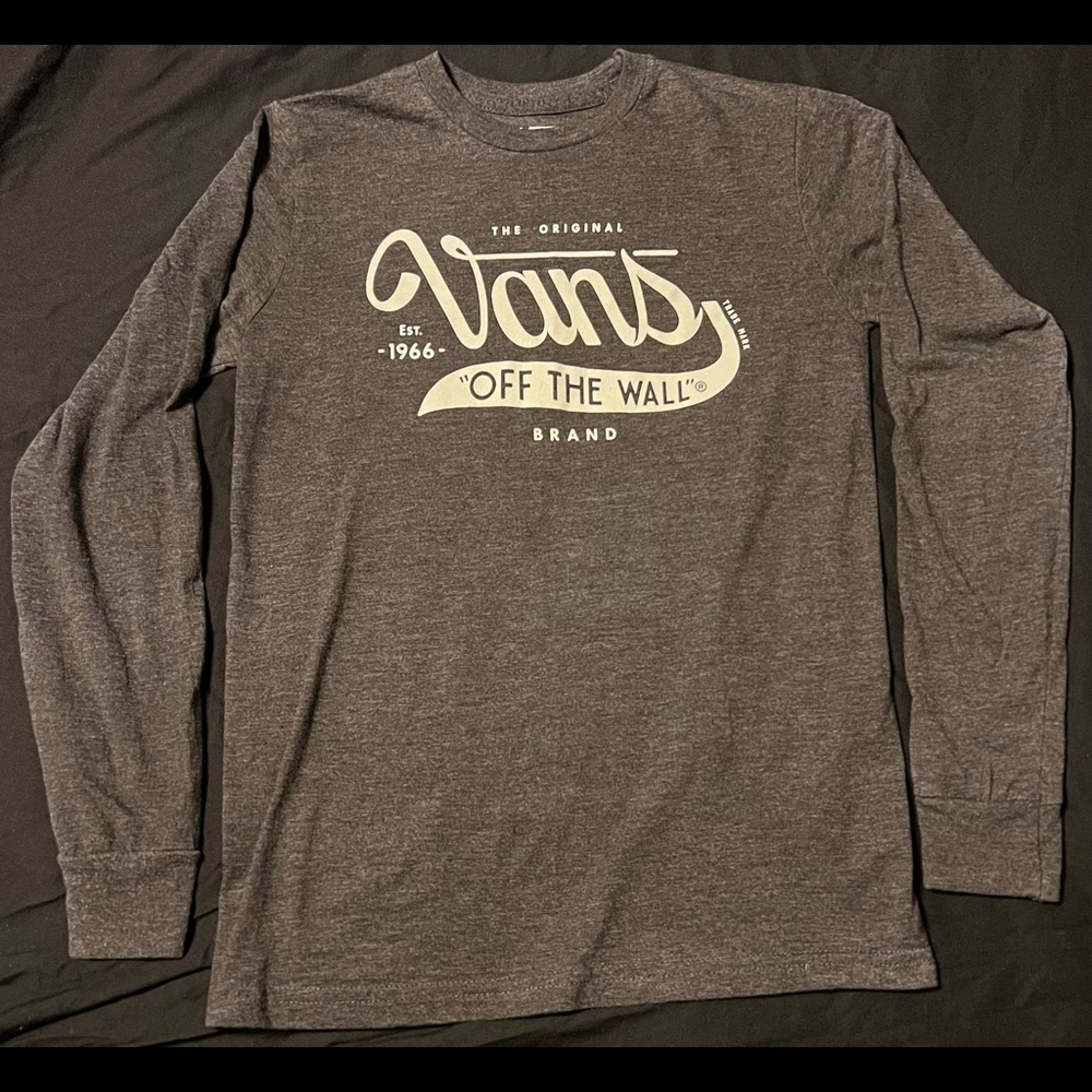 Kids size medium grey long sleeve vans “off the wall” shirt